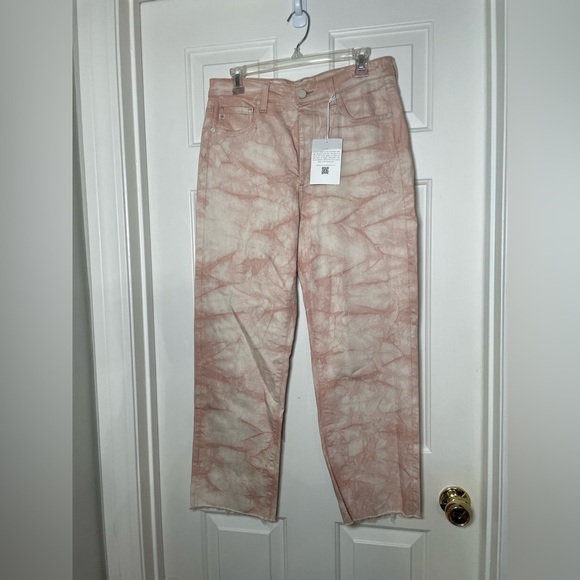 AG Jeans Alexxis Vintage High-Rise Straight Crop in Tie-Dye Mauve Orchid 32R - Picture 3 of 16